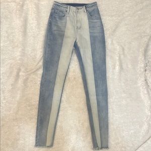 striped denim skinny jeans